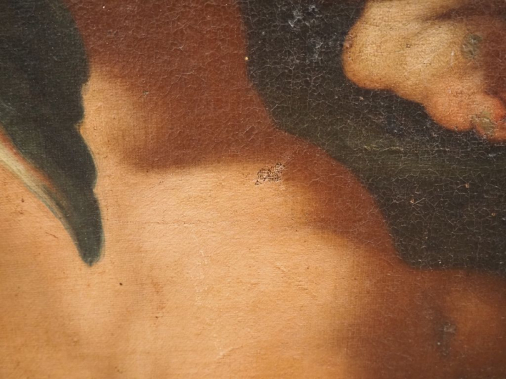 Ecole Romaine XVIIème. "les trois puttii" Huile sur toile  dans un cad