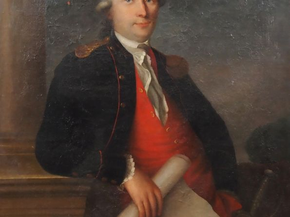 Ecole française fin XVIIIème début XIXème.  "portrait de militaire" Hu