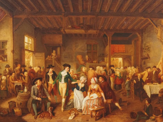Vente aux enchères Jean Baptiste MADOU. (attribué à). "Scène d'auberge" Huile sur toile D