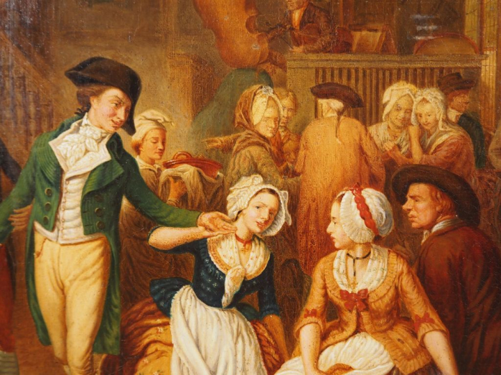 Jean Baptiste MADOU. (attribué à). "Scène d'auberge" Huile sur toile D