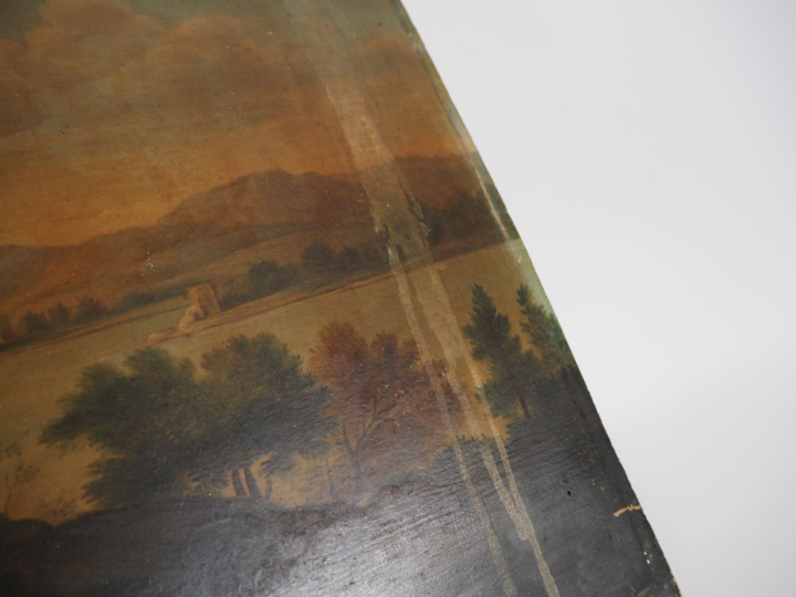 Ecole italienne XIXème.  "paysages animés"  Paire d'huiles sur panneau