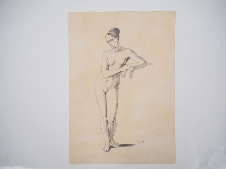 Ecole française XIXème. Suite de 8 dessins au crayon (4 d'entre d'eux 