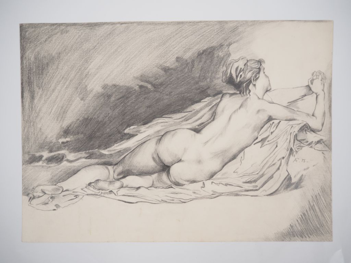 Ecole française XIXème. Suite de 8 dessins au crayon (4 d'entre d'eux 