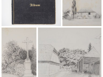 Vente aux enchères Carnet de 31 dessins XIXème. "paysages" et "vues d'habitations en Alsa