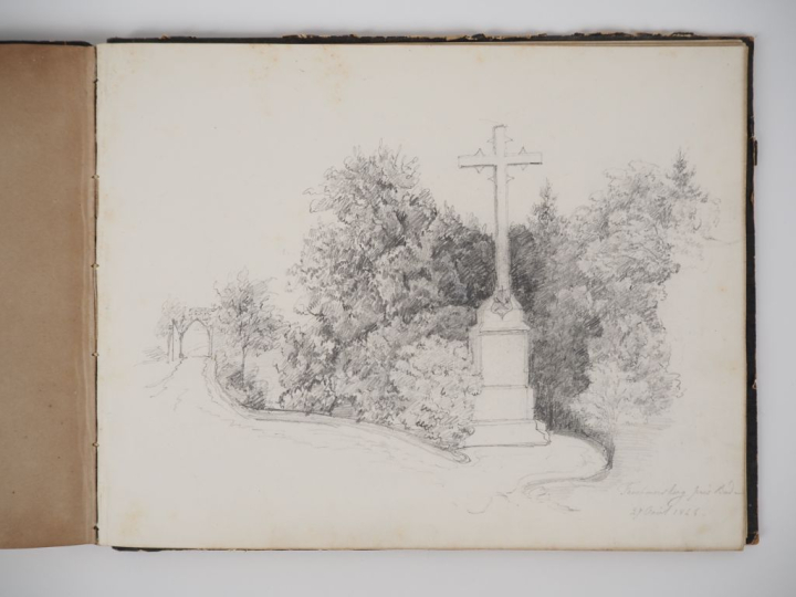 Carnet de 31 dessins XIXème. "paysages" et "vues d'habitations en Alsa