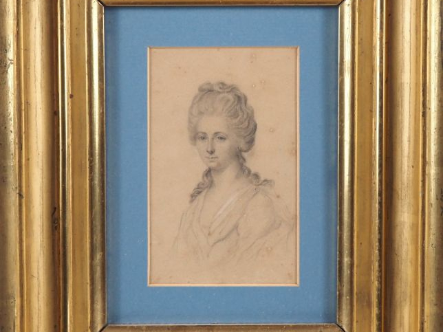 Ecole française XIXème.  "portrait d'élégante" Dessin au crayon Dim. 1