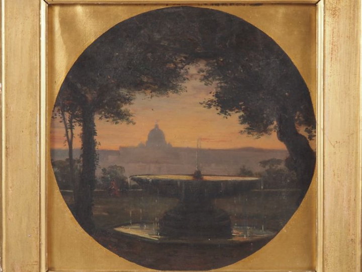 Ecole italienne ou française XIXème.  "vues des paysages d'Italie anim