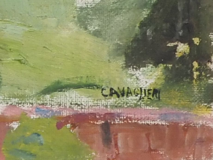 Mario CAVAGLIERI.  "paysage de Peyloubère" Huile sur toile, signée en 