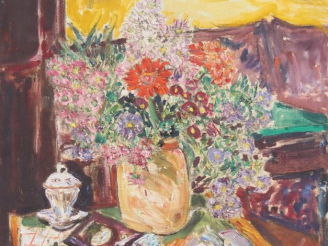 Vente aux enchères Mario CAVAGLIERI.  "bouquet d'été" Huile sur toile, signée en haut à d