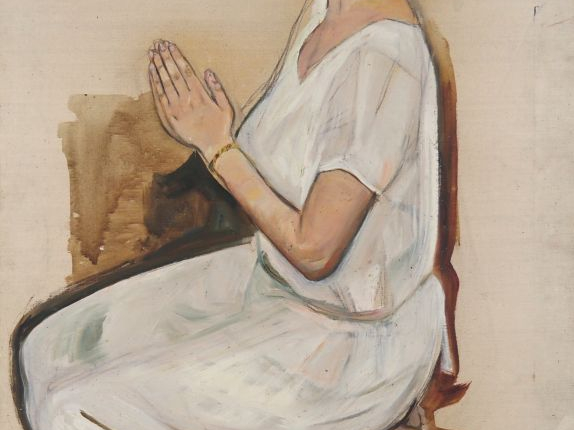 Mario CAVAGLIERI.  "Umilmiente, Giulieta en prière" Huile sur toile Di