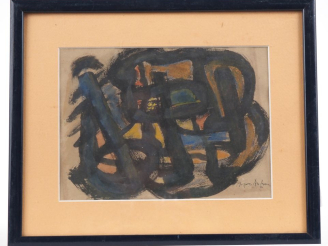 Vente aux enchères Mogens ANDERSEN.  "composition abstraite" Gouache sur papier, signée e
