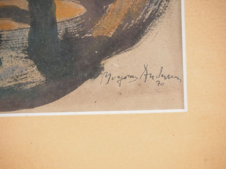 Mogens ANDERSEN.  "composition abstraite" Gouache sur papier, signée e