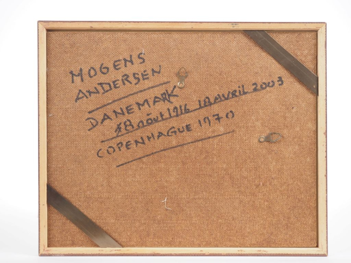 Mogens ANDERSEN.  "composition abstraite" Gouache sur papier, signée e