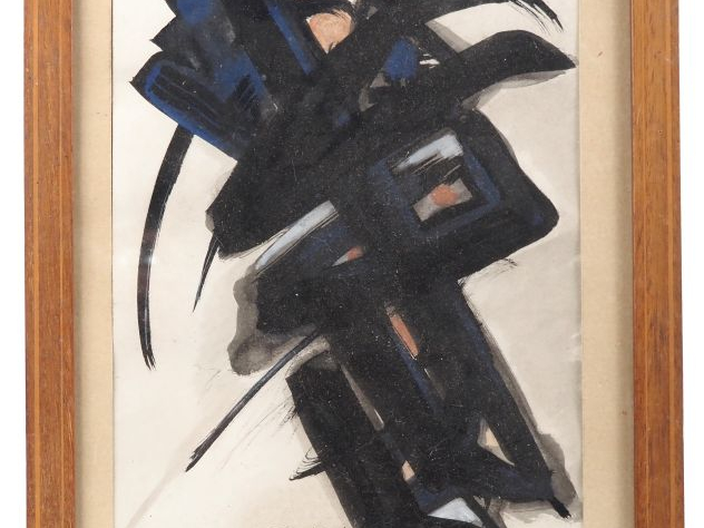H. A. BERTRAND.  "composition abstraite" Encre sur papier, signée en b