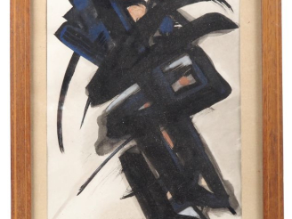 Vente aux enchères H. A. BERTRAND.  "composition abstraite" Encre sur papier, signée en b