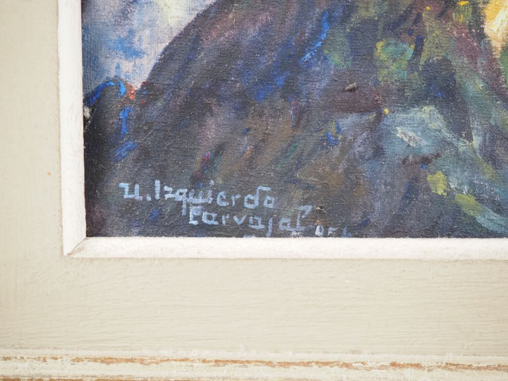 Izquierdo CARVAJAL.  "le calvaire" Huile sur toile, signée en bas à ga
