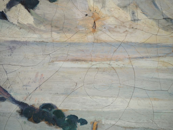 Arthur FAGES.  "Artiste peintre dans la baie de Douarnenez" Huile sur 