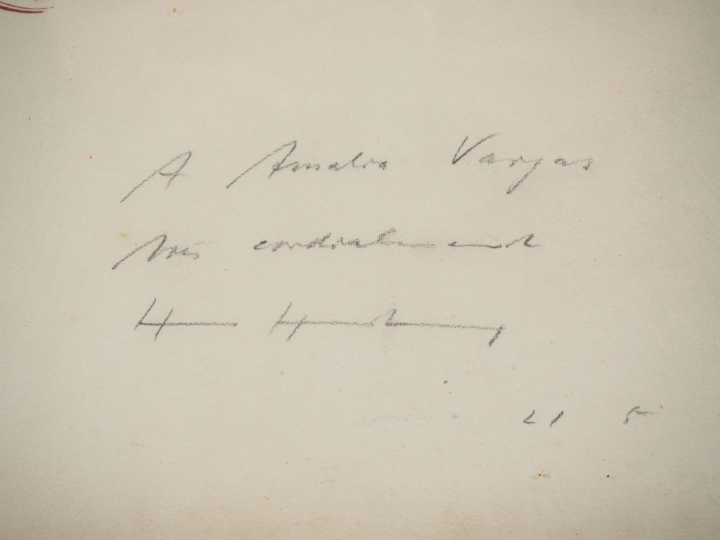 HARTUNG.  Lithographie contresignée et dédicacée à Mr Vargas, datée 66
