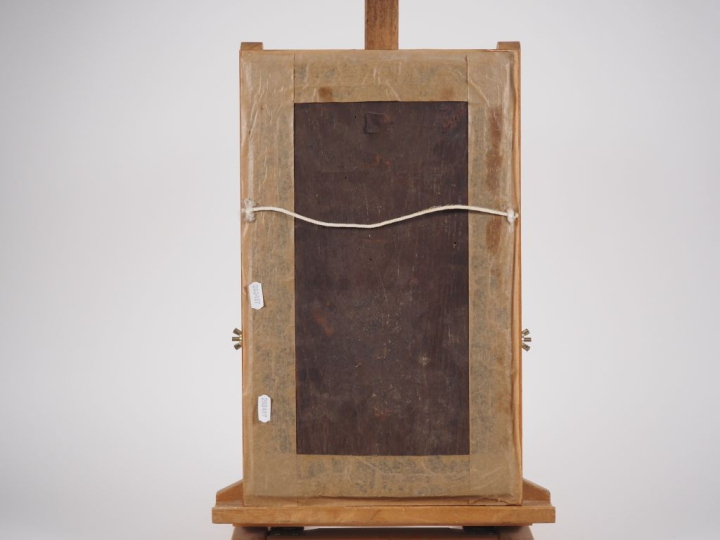 L. HIERLE.  "Jeune fille nue"  Huile sur panneau, signée en bas à gauc