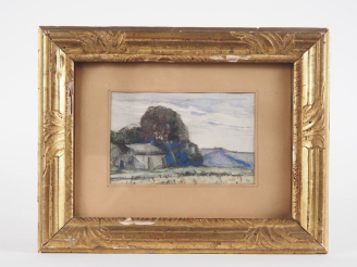 Vente aux enchères Léo LAPORTE-BLAIRSY.  "paysage" Aquarelle gouachée Dim.à vue 8,5 x 13,