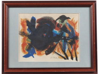 Vente aux enchères Ger LATASTER.  "composition abstraite" Gouache, signée en bas à droite