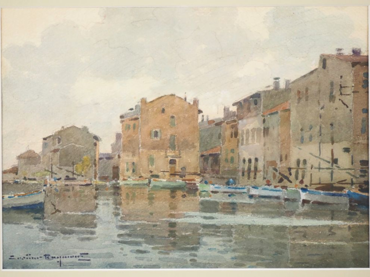 Ecole française début XXème.  "les Martigues" Aquarelle, signée en bas