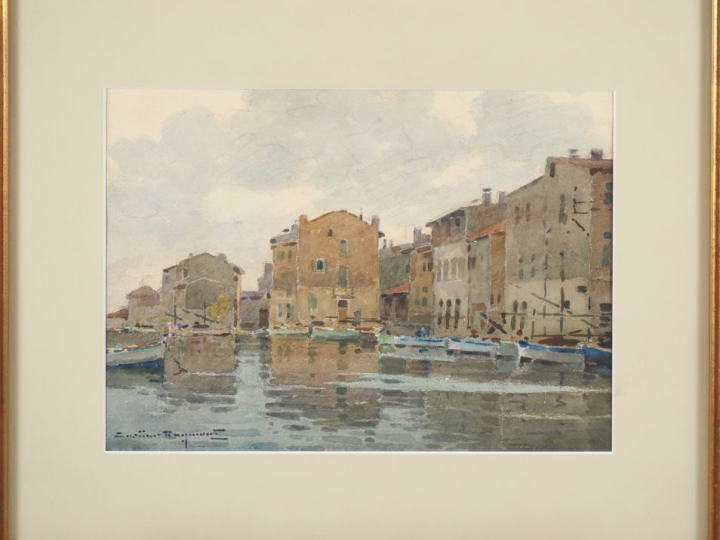 Ecole française début XXème.  "les Martigues" Aquarelle, signée en bas