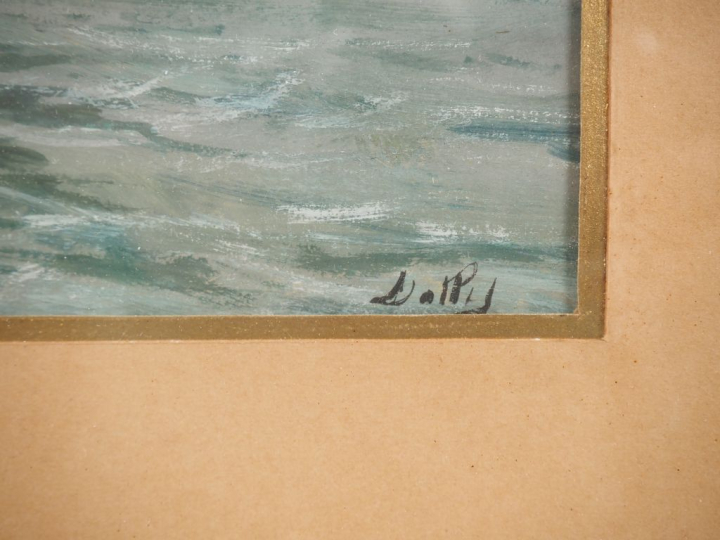 Ecole française début XXème. "Bateau à vapeur près des cotes" Pastel, 