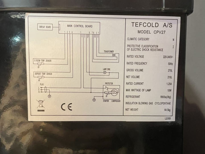 CAVE À VIN TEFCOLD 30 BOUTEILLES MODEL CPV27