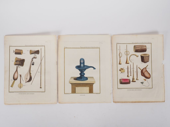 10 gravures en couleur d'après Sonnerat issues de l'ouvrage "voyage au