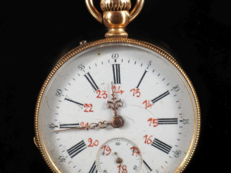Vente aux enchères Montre de gousset Napoléon III en or jaune 750.  Cadran à chiffres rom