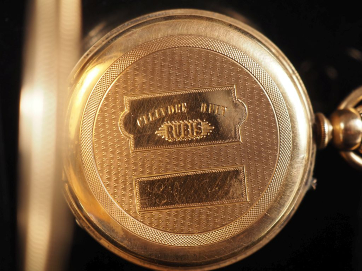 Montre de gousset Napoléon III en or jaune 750.  Cadran à chiffres rom