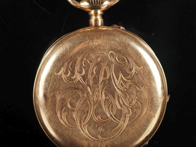 Montre de gousset Napoléon III en or jaune 750.  Cadran à chiffres rom