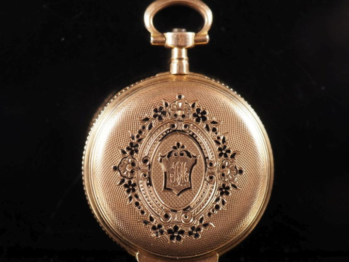 ETABLISSEMENT DE GENEVE,  N°11883 Montre Napoléon III en or jaune 750.