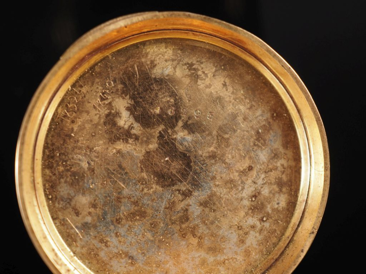 Montre de gousset Napoléon III en or jaune 750.  Cadran à chiffres rom