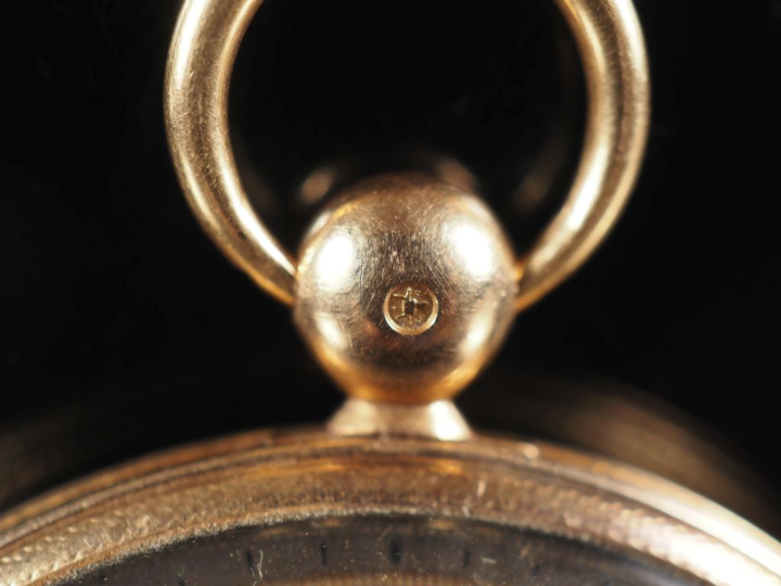 L. BERGMILLER, Paris N°633 Montre de gousset en or jaune 750.  Cadran 